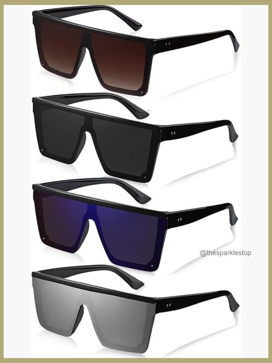 Oversized Flat Top Sunglasses Square Vintage Unisex Shade Large